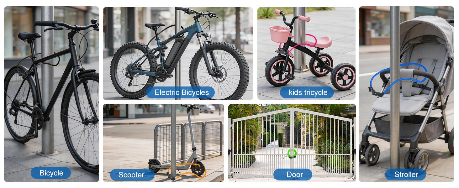 Outdoor sportsware Bike Lock Cable,High Security 4 Digit Resettable Bike Lock Combination Coiling Bicycle Lock with Mounting Bracket,3/6FT Anti-Theft Cable for Bicycle,Scooter,Ebikes,Door,2/5 Inch Diameter(10mm)
