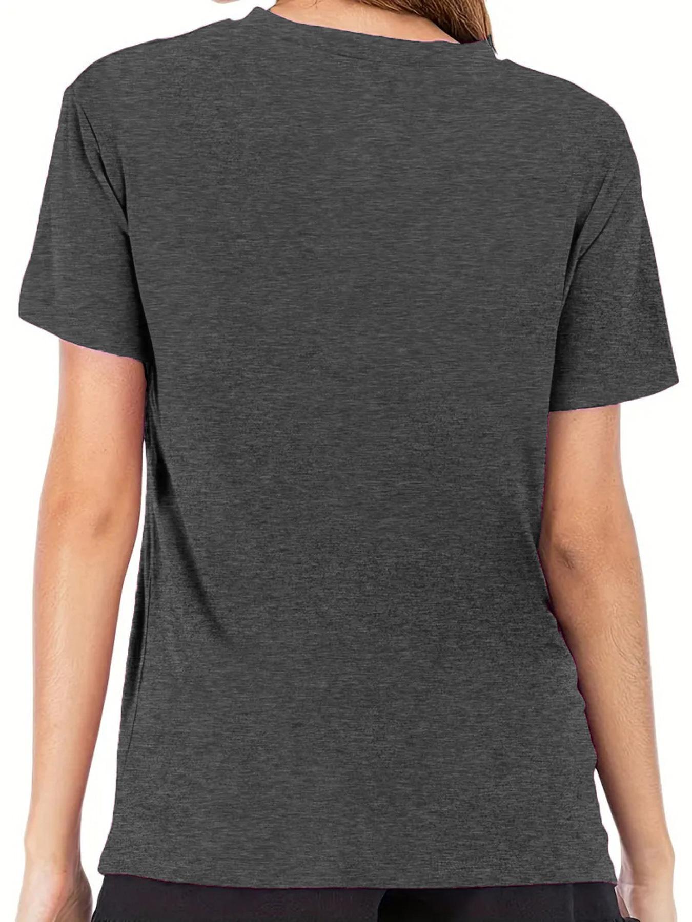 Women's Floral Print V Neck Tee, Casual Elegant Short Sleeve T-shirt for Summer, Ladies Clothes for Daily Wear, Top