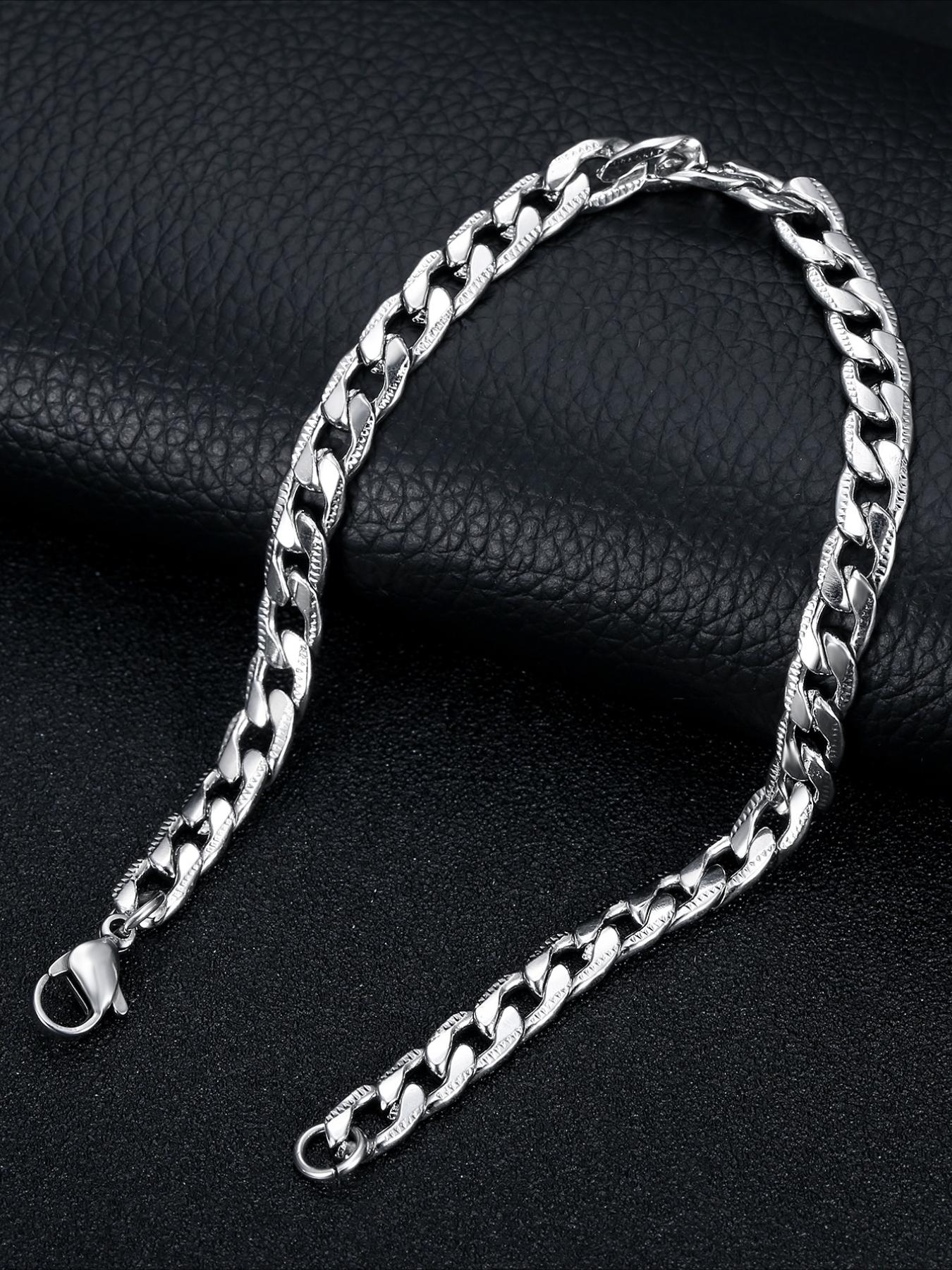 Hip Hop Fashion Style Cuban Embossed Chain Bracelet, Men's Stainless Steel Jewelry, Birthday Gift, Suitable for Daily Commuting