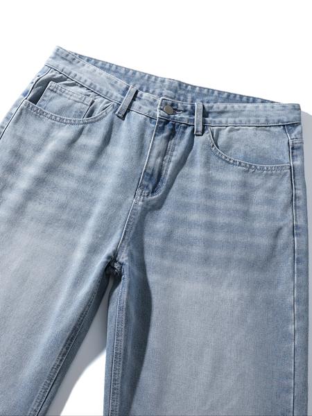 Men's Solid Color Denim Jeans, Loose Casual Comfy Wide Leg Trousers for Daily Wear, Woven Bottoms for All Seasons, Jean Pants Bottoms