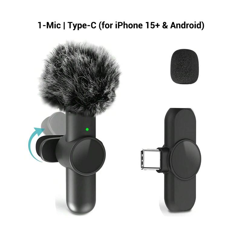 Portable Wireless Lavalier Microphone, 1 Set Professional Wireless Collar Clip Mic for iPhone & Android Phone, Plug-play Lapel Mic for Video Recording, Teaching, Interviews, Podcast, Tiktok & Vlog, Gift, Live Streaming Equipment