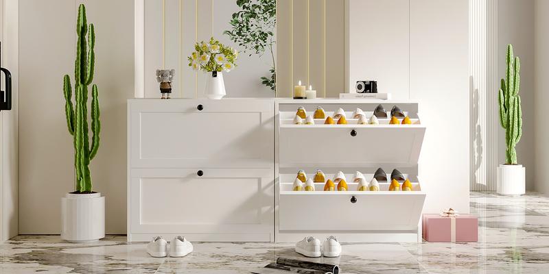 VOWNER Shoes Cabinet with Drawers for Narrow Entryway,Shoe Storage Cabinet Shoe Rack Organizer for Bedroom Living Room