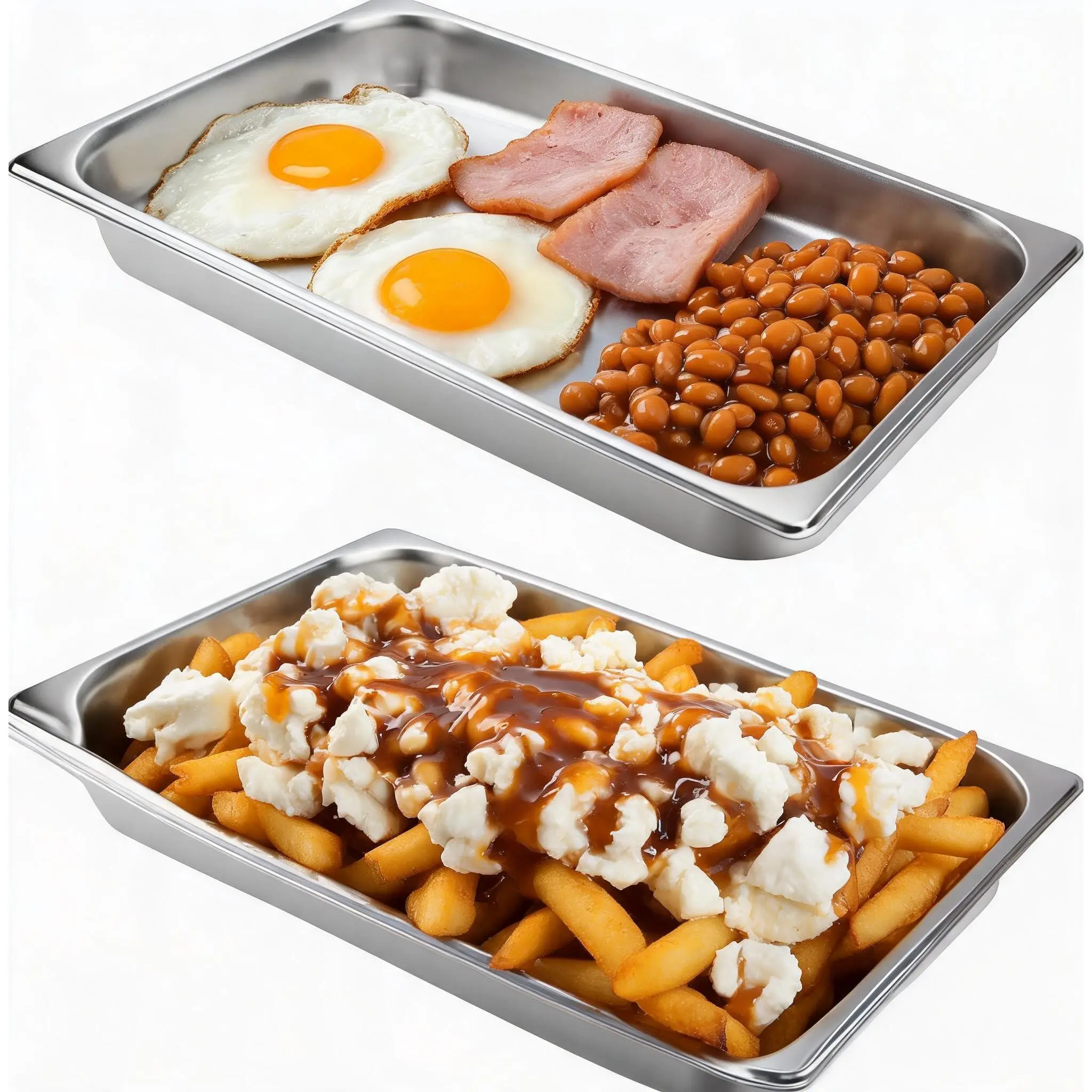 Garvee Set of 2 Food Grade Stainless Steel Trays, Durable and Ideal for Kitchen and Buffet Use, Perfect for Serving and Food Preparation