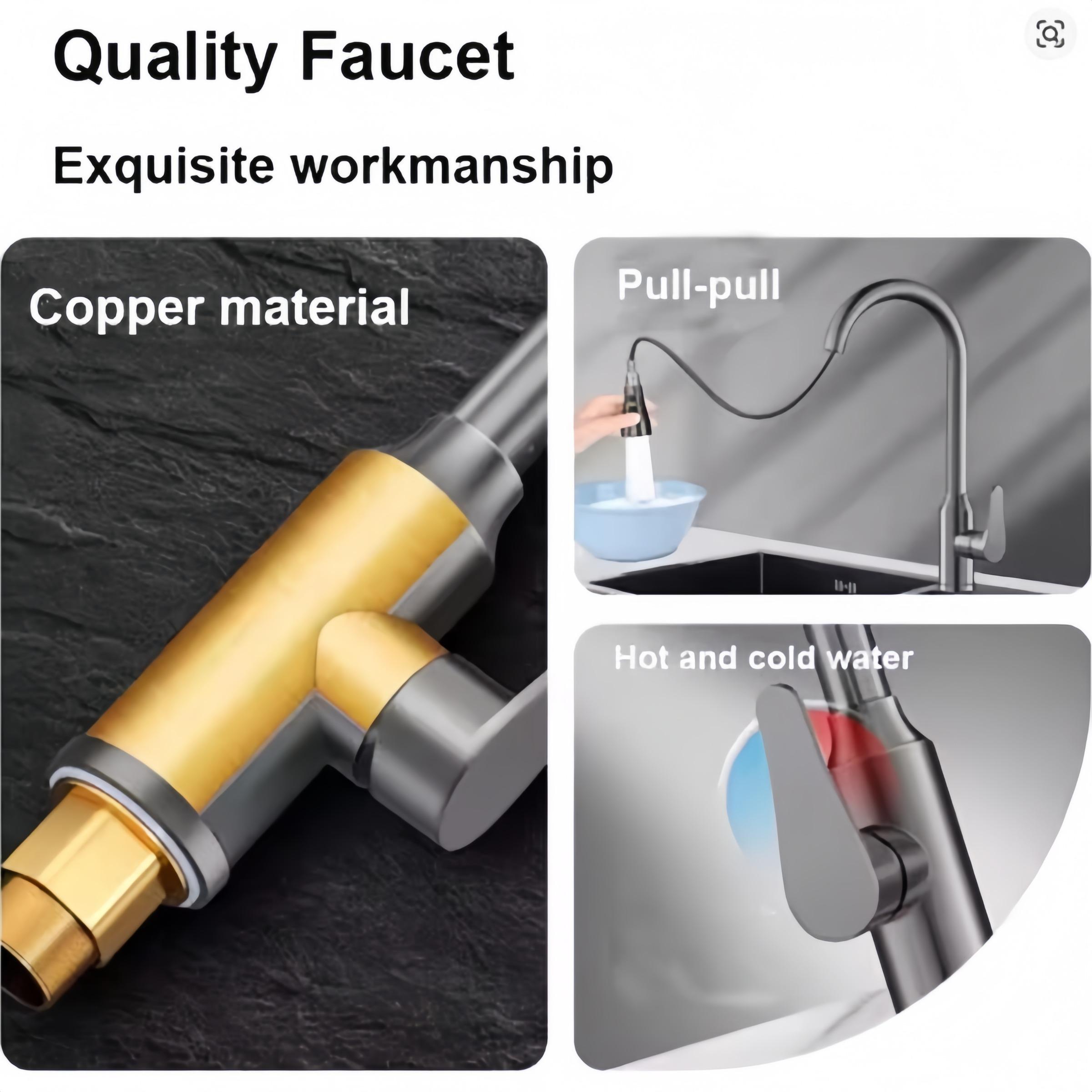 High Pressure Kitchen Faucet, Two Modes, 360 Degree Rotating Design, Extensible Shower Function, Durable Structure for Daily Use