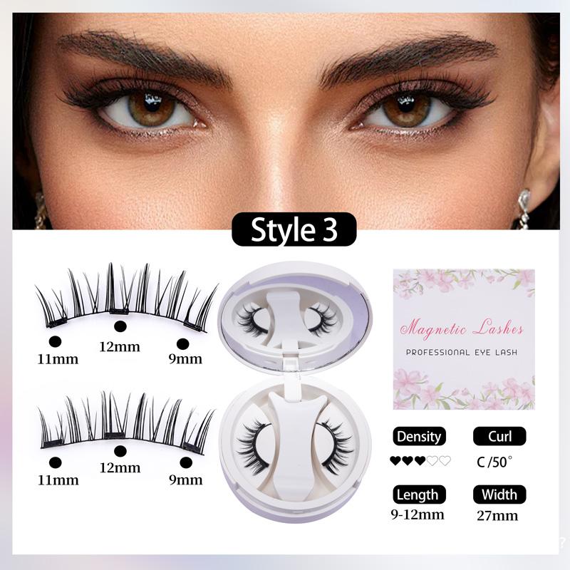 Magnetic False Eyelashes Set No Glue Needed Comfortable Soft Stem Natural Look Easy Wear Strong Magnet Reusable 1 Pair