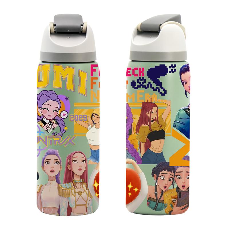 Auracup 1 Pc 19/24/32oz insulated mug, double wall vacuum cup with leak-proof lid, hot cold drinks tumbler, keeps hot 12 hours cold 24 hours, anime style colorful print, stainless steel thermal travel mug, Stainless steel flask, gift for women men, Chr