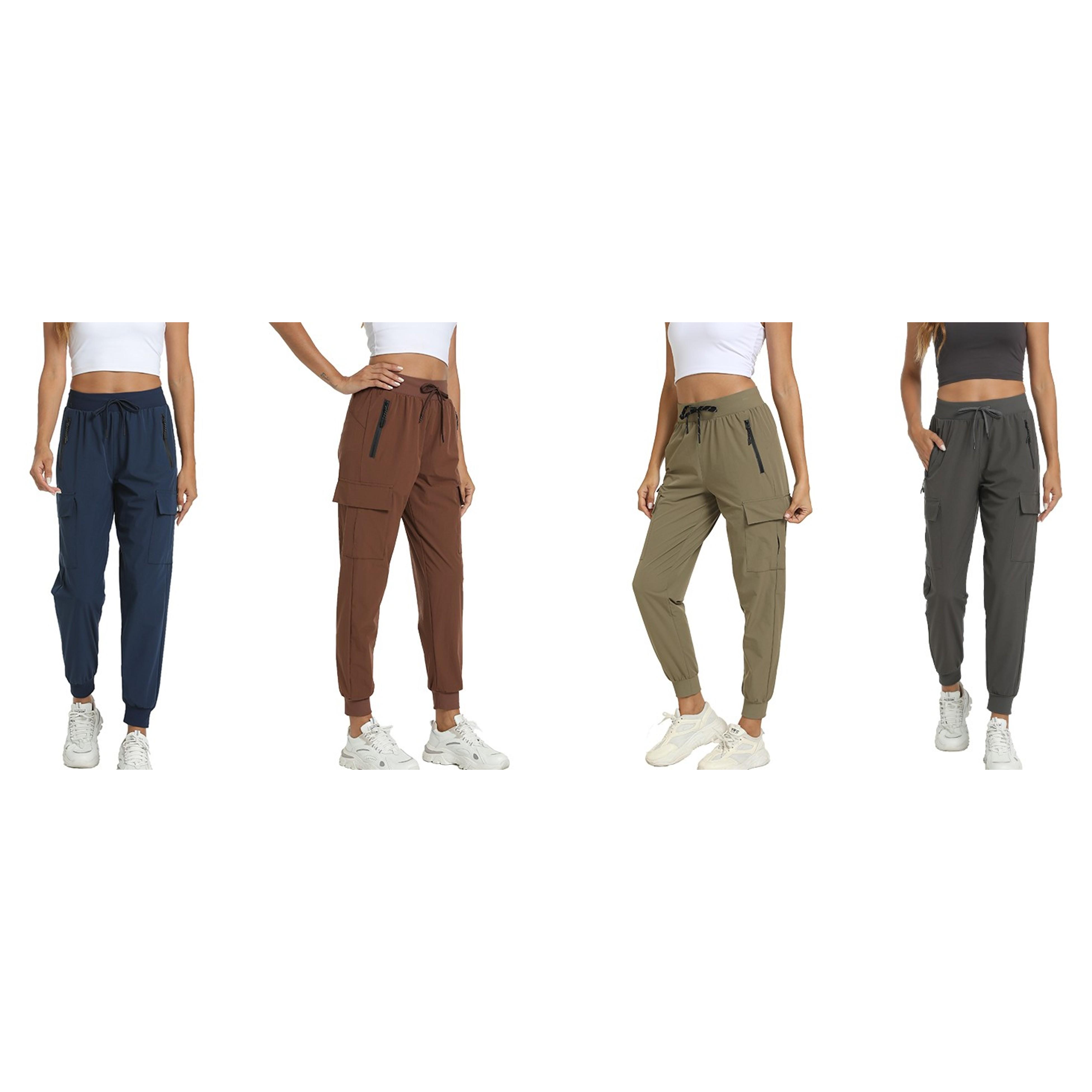 Women's Lightweight Quick Dry Cargo Joggers with 4 Pockets | Water Resistant Hiking Pants for Running Camping TravelGift