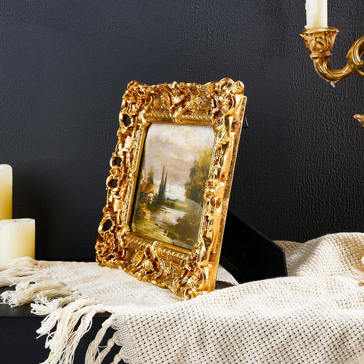 European Vintage Frame Set, Rectangular Decorative Photo Display, Pearl Chain & Swallow Design, Wall Hanging, Home Decoration, Picture Frame