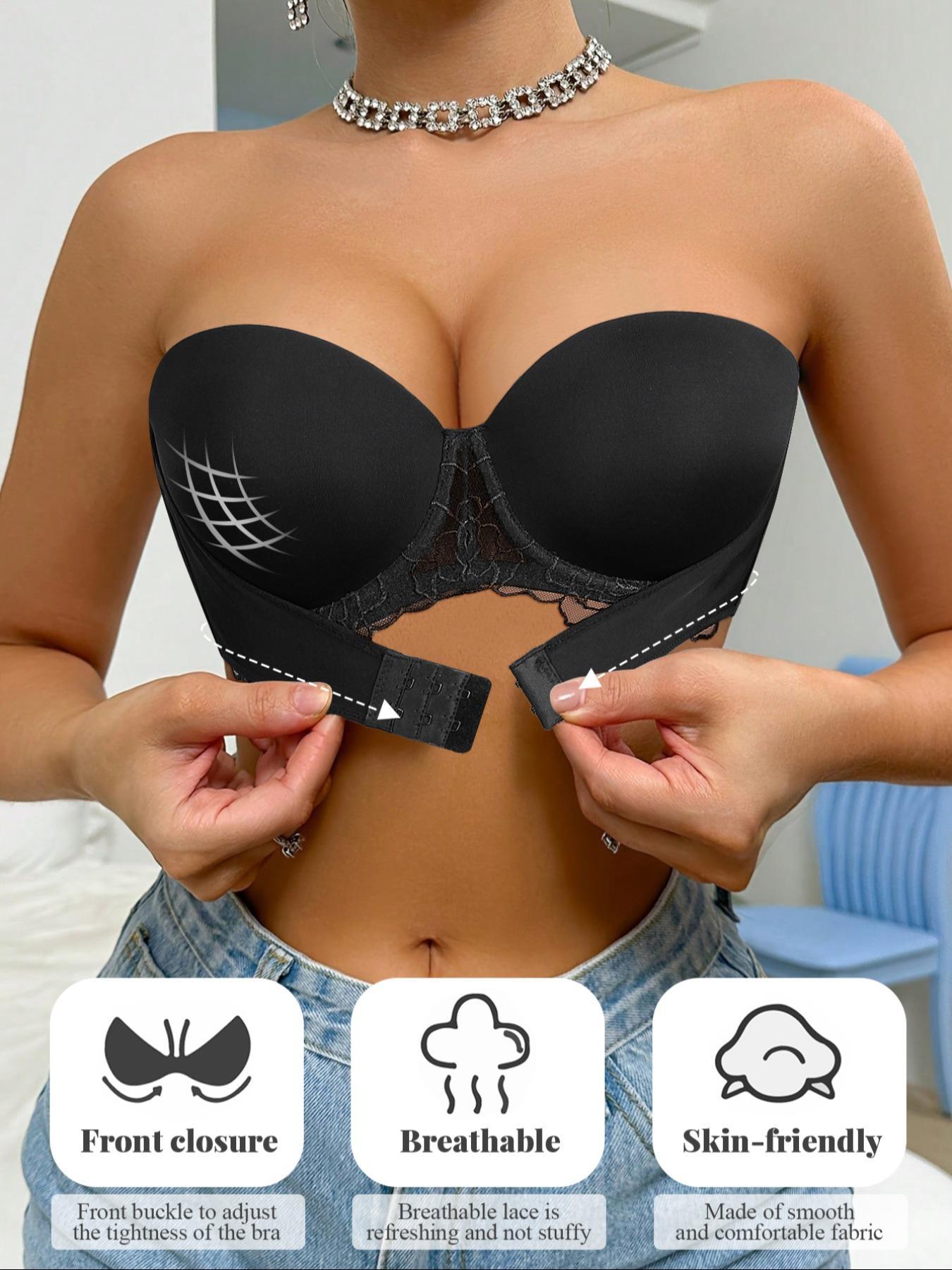 Ecomilky women's simple everyday lace tube top strapless design underwear bra, suitable for all occasions, daily wear, suitable for all seasons. Women's basic style Elegant Black Minimalist bra bras for women push up bra