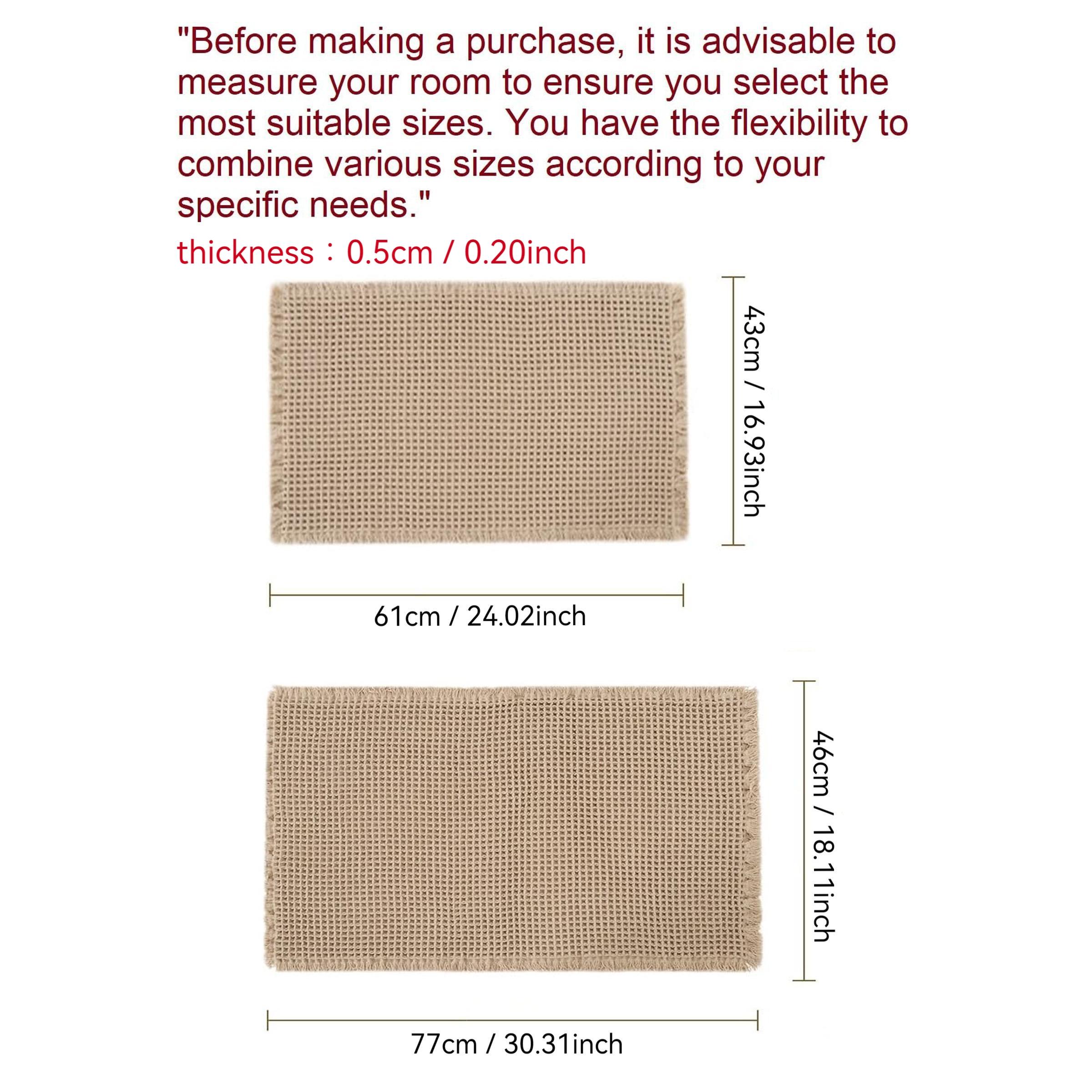 Boho Style Waffle Bath Mat, 1/3 Counts Non-slip Washable Bath Rug, Super Absorbent Bath Mat, Boho Area Rug, Soft Shower Mat for Bathroom Floor, Tub and Shower, Washable Rugs