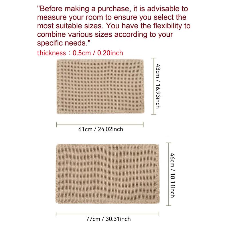 Boho Style Waffle Bath Mat, 1/3 Counts Non-slip Washable Bath Rug, Super Absorbent Bath Mat, Boho Area Rug, Soft Shower Mat for Bathroom Floor, Tub and Shower, Washable Rugs