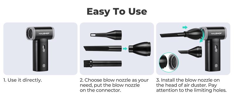 #JumpstartSale HAUSHOF 8V Mini Electric Air Duster-110,000RPM High Power Compressed Air blower, Rechargeable Brushless Motor Durable Cleaner, Variable Speed Dust Blower for Computer, PC Keyboard, Electronics, Car...