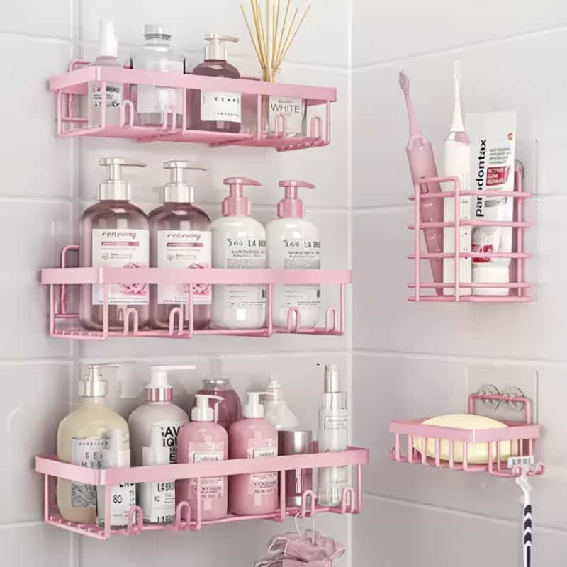 No-Drill Bathroom Shelf, Space-Saving Storage Solution, Perfect for Toiletries & Cosmetics, Easy Installation, Durable Design