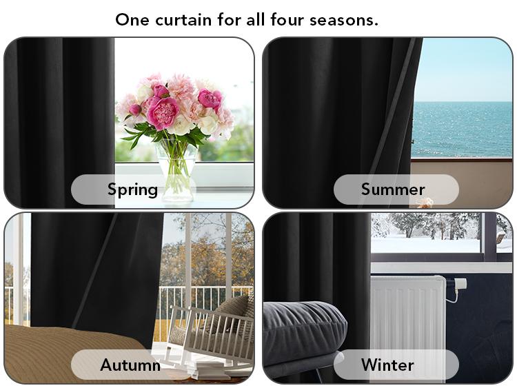 Deconovo 100% Blackout Curtains (2 Panels) - Room Decor Window Blinds, Thermal & Soundproof for Living Room, Bedroom, Office