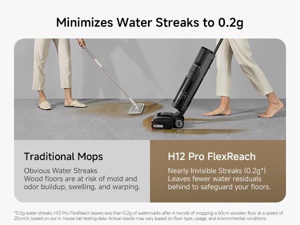 DREAME H12 Pro FlexReach Vacuum Mop, Wet Dry Vacuum Cleaner, 0 Tangle Cordless Vacuum Mop All-in-One for Hard Floors, 180° Lie-Flat Floor Cleaner Machine with 194°F Hot Self-Cleaning, 50Mins Runtime