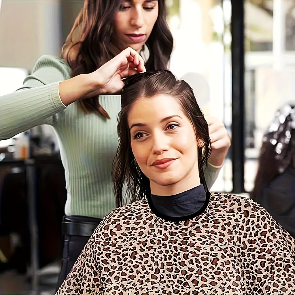 Leopard-print hairdressing shawl, adjustable neckband short salon shawl, suitable for makeup artists, professional stylists, and customers for hairdressing, festival salon accessory | elegant hairdressing shawl | high-quality fabric, hairdressing shawl