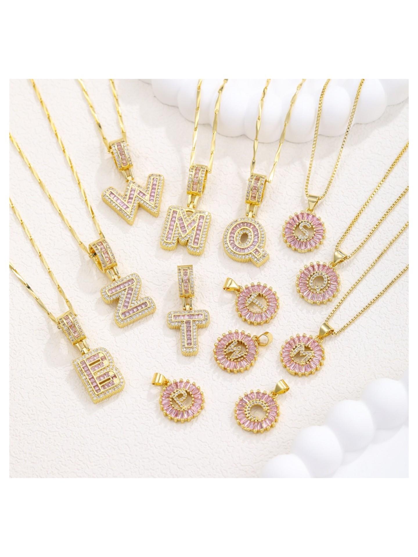 2-Piece Initial Pendant Necklace Set, 14k Adjustable Chain, Fashion Layered Jewelry, Perfect Gift for Women, All Seasons