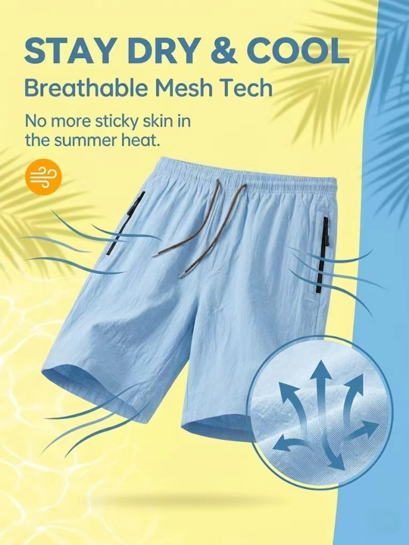 Men's Loose Fit Casual Shorts, Metal Drawstring Zip Pockets, Summer Fashion for Daily Wear, Gym, Outdoor Activities, No Ironing Needed