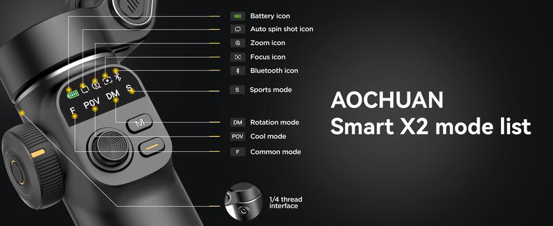 AOCHUAN Gimbal Stabilizer for iPhone, 3-Axis Smartphone Gimbal Built in 7.8' Extension Rod, Portable Gimbal Stabilizer w/OLED Display for iPhone/Android, Perfect for TikTok YouTube Vlogging-Smart X2 Black