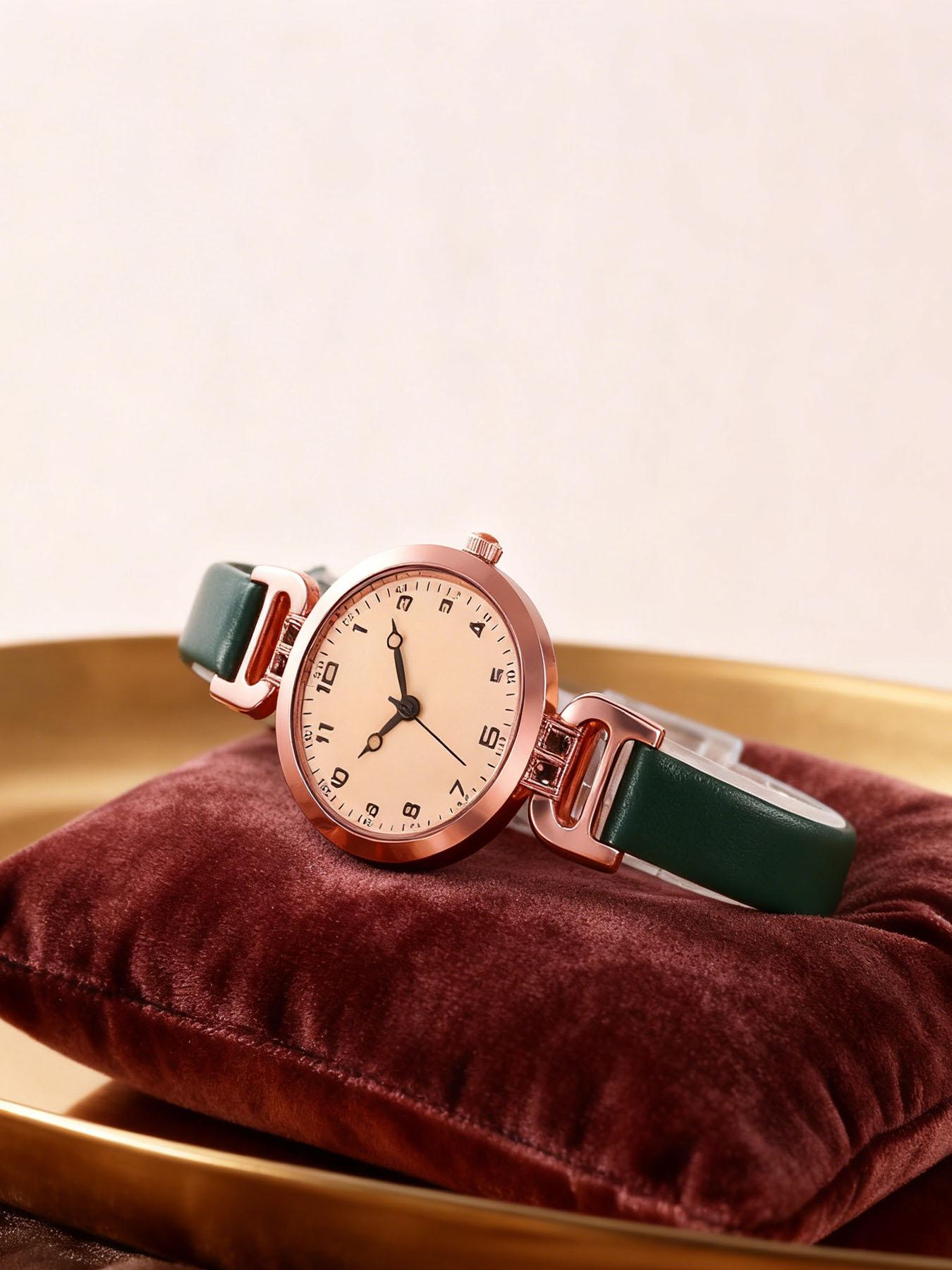 Fashion and Elegant Quartz Watch PU Leather Thin Strap Women's Quartz Watch Solid Color Fashion Women's Watch