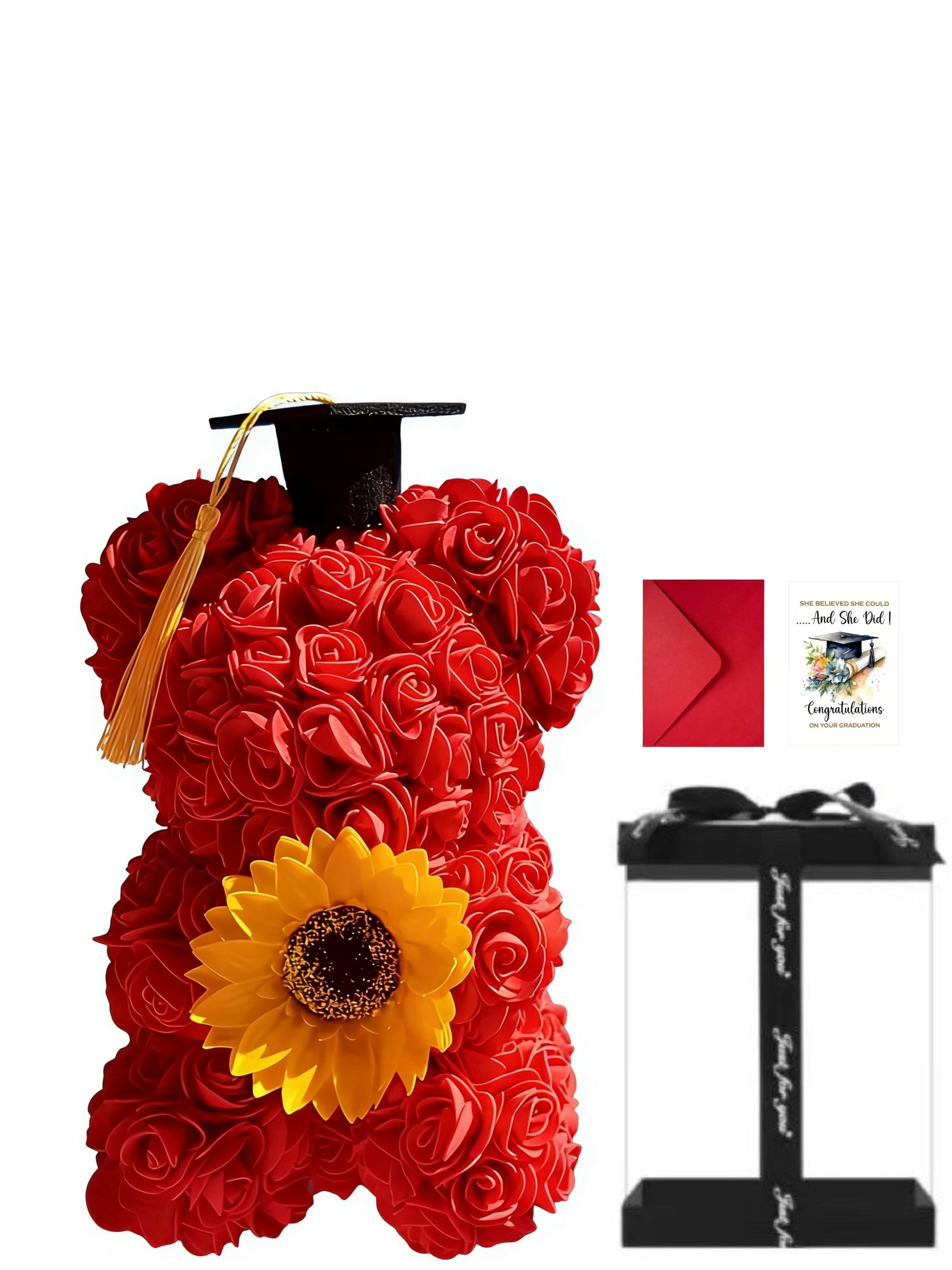 Eternal Rose Bear Bubble Flower Gift Set, Perfect Graduation Present, Unique Floral Design, Ideal for Special Occasions