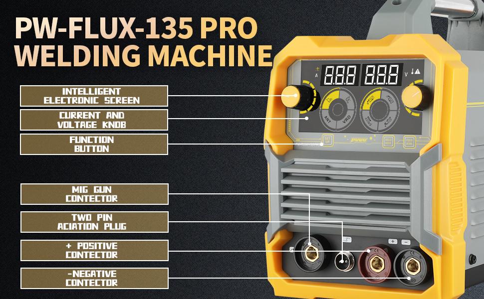Puwu 135A 110V MIG Welder,Flux Core Welder with Flux MIG/Lift TIG/Stick 3-in-1 IGBT Inverter LED Digital Display Gasless Welder Puwu 135A 110V MIG Welder,Flux Core Welder with Flux MIG/Lift TIG/Stick 3-in-1 IGBT Inverter LED Digital Display Gasless Welder
