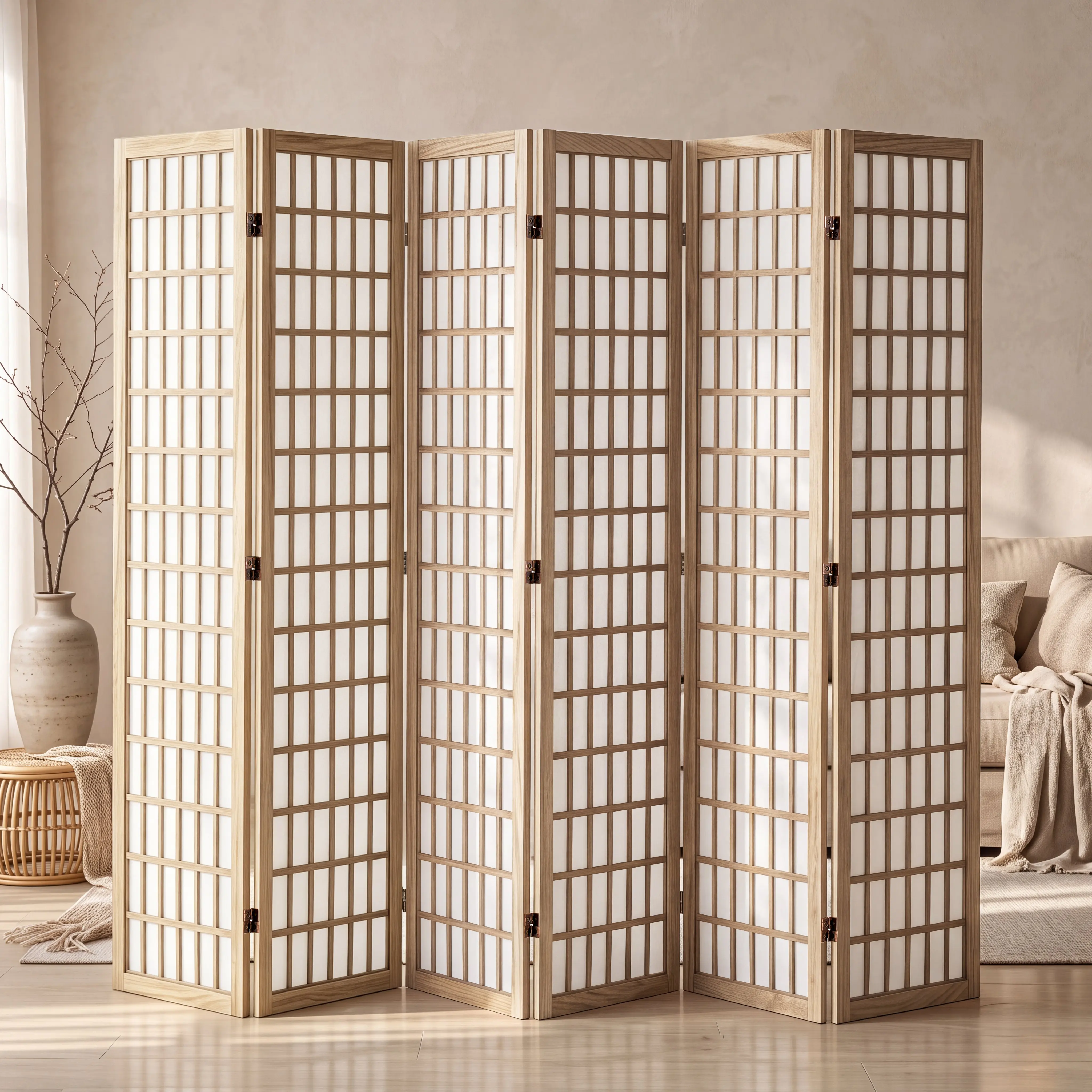 VEVOR Room Divider, 6 Panel Japanese Room Divider, Wood Folding Privacy Screen Indoor, Japanese Partition Dividers Portable Decoration Screens, for Room Separation Home Office Restaurant & Bedroom