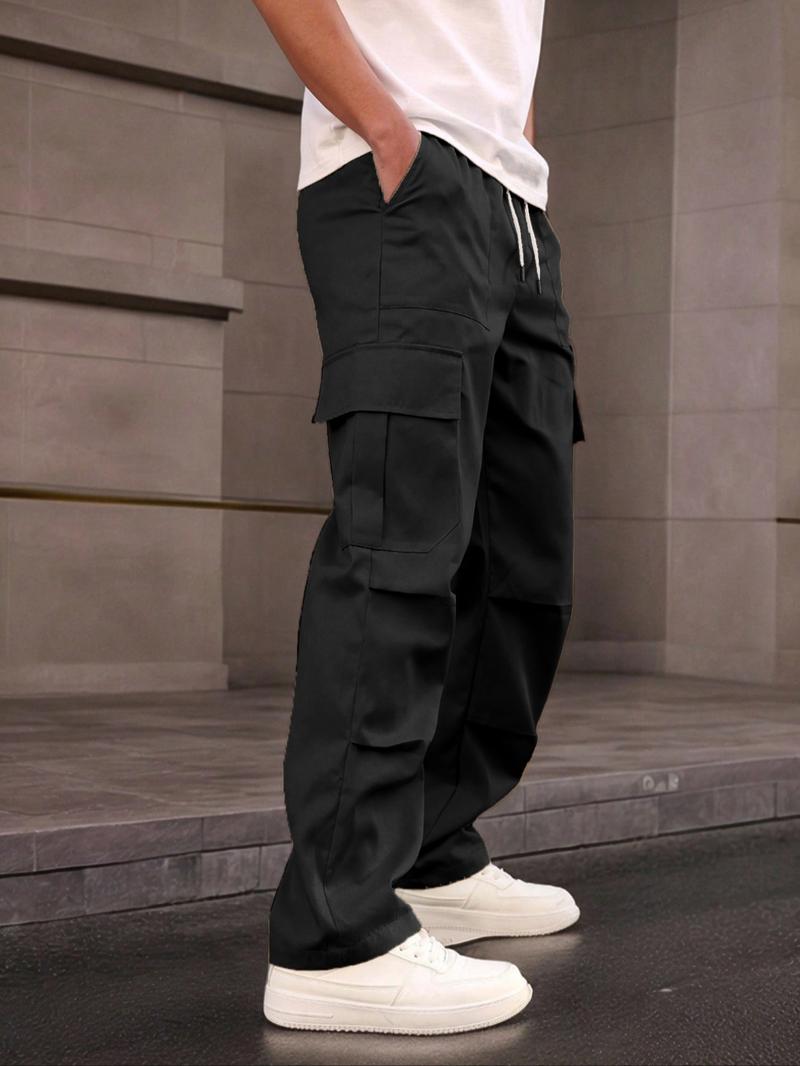 Men's Casual Work Pants, Unique Print, Multiple Pockets, Accordion Design at Knees, Adjustable Drawstring Waist, Outdoor Hiking