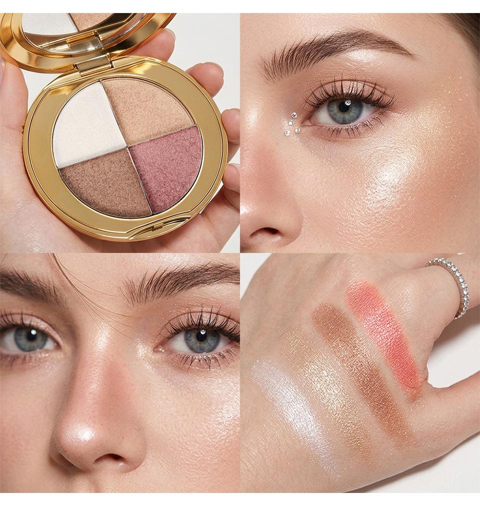 Four-Color Eye & Cheek Multi-Use Palette, Highlighting and Contouring, Versatile Makeup Tool, Enhance Your Look Effortlessly