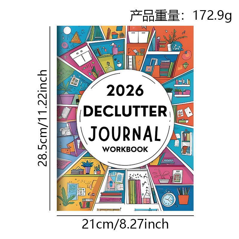 2026 Declutter Journal Workbook for Household Organization, Casual Style Family Decluttering Guide, Perfect for Home Organization