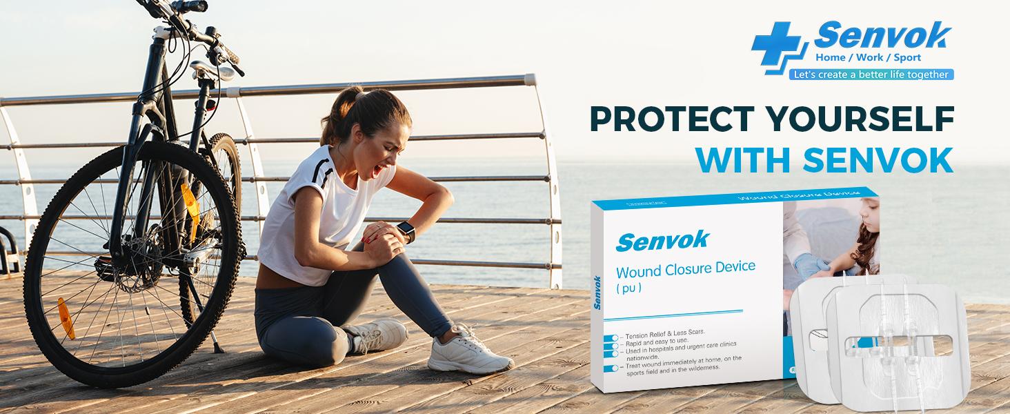 Senvok PU Sutures Butterfly Bandaids 4 Pcs Without Sew Quick Clot Emergency Wound Closures Device Laceration Kit Surgical Laceration Repair Healthcare