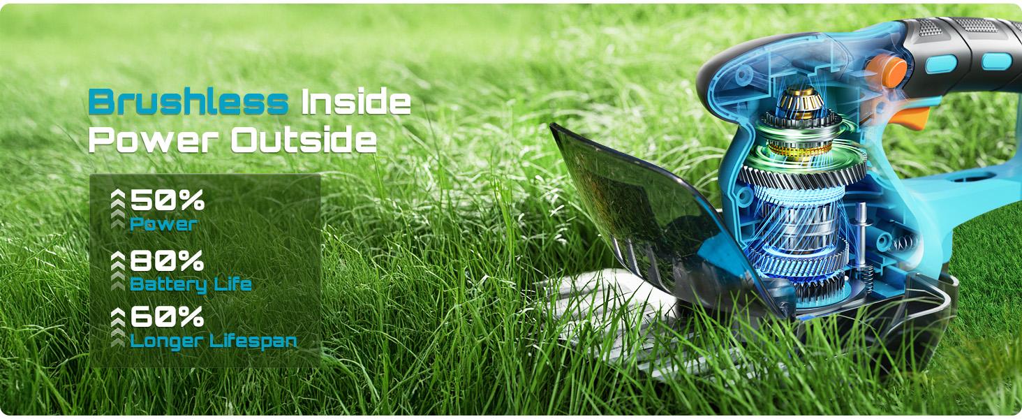 2-in-1 Brushless Hedge Trimmers, SEESII Cordless Grass Shears with Dual 2.0 Ah Batteries, 6" Electric Bush Shrub Trimmer with Dual Action Blade, Handheld Grass Cutter for Yard Garden, Lawn Pruning HT100 #TikTokShopBlackFriday