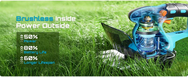 2-in-1 Brushless Hedge Trimmers, SEESII Cordless Grass Shears with Dual 2.0 Ah Batteries, 6" Electric Bush Shrub Trimmer with Dual Action Blade, Handheld Grass Cutter for Yard Garden, Lawn Pruning HT100 #TikTokShopBlackFriday