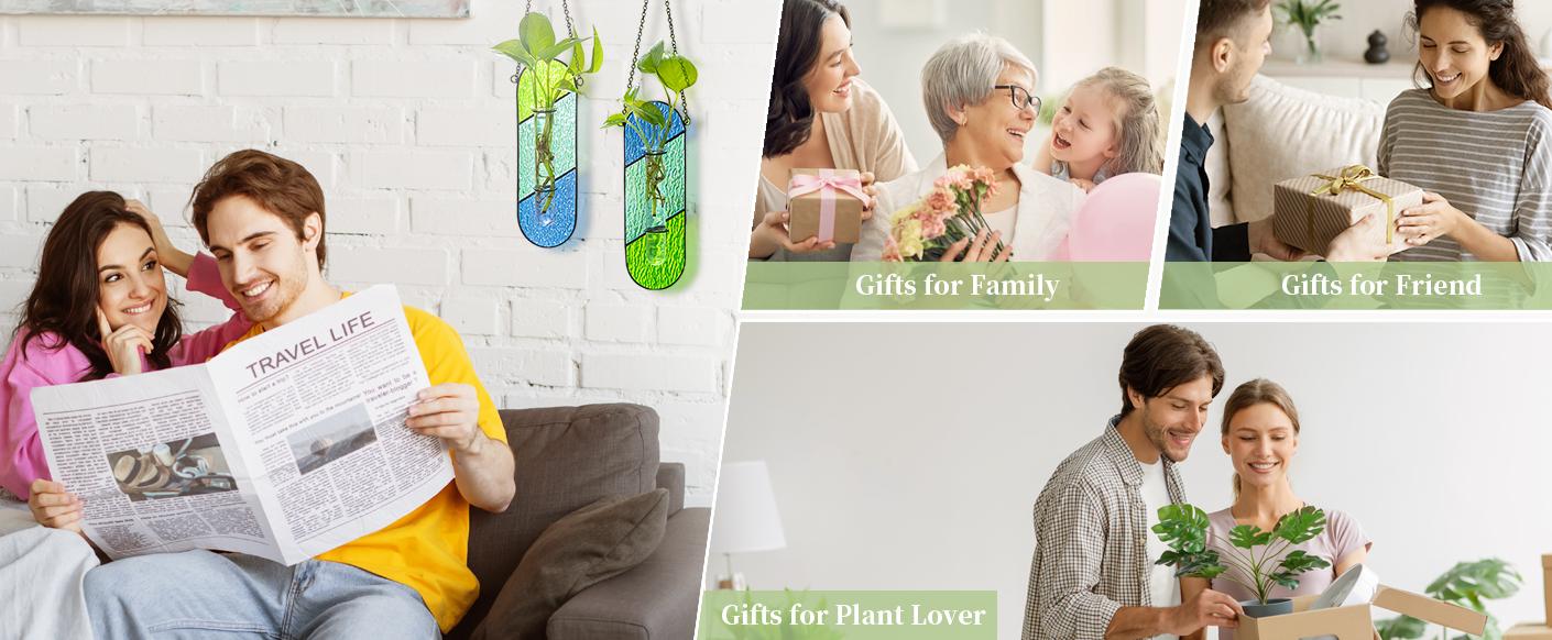 Stained Glass Propagation Wall Hanging: Spring Propagation Station Planters for Window Decor - Propagation Tubes Terrarium Unique Plant Lover Gift