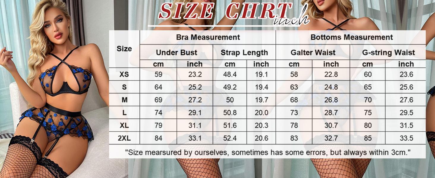 Avidlove Garter Lingerie Set for Women with Underwire 3 Piece Lace Lingerie Set Floral High Waisted Push Up Lingerie Set