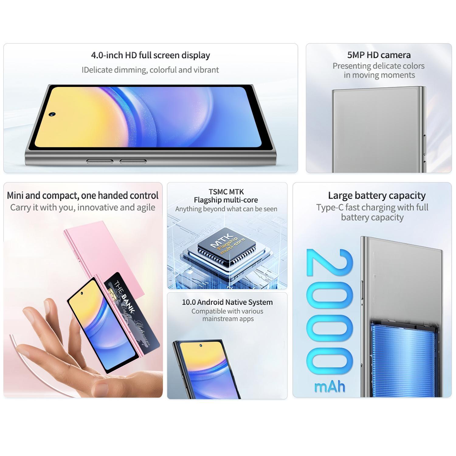 FUFFi-Mini Smartphone, 4.0 Inch, 2+16GB ROM, 3G Network, 2000mah Battery, Backup Phone, Kids Phone, Gift Idea