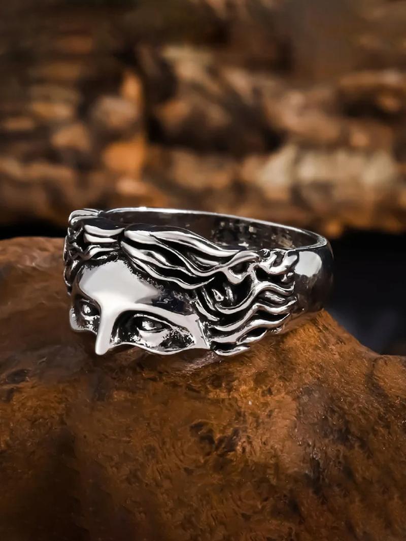 Vintage Mask Design Ring, Statement Ring, Punk Style Ring for Men & Women, Fashion Jewelry for Party, Daily Clothing Decor, Trendy All-match & Exquisite Jewelry for Birthday Gift