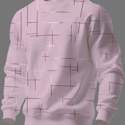 Men's Geometric Cross Line Print Round Neck Sweatshirt, Casual Loose Long Sleeve Top, Multiple Colors Available, Daily Commute Men's Clothing, Menswear