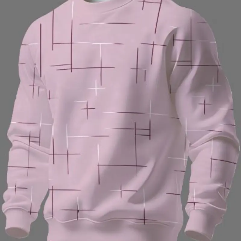 Men's Geometric Cross Line Print Round Neck Sweatshirt, Casual Loose Long Sleeve Top, Multiple Colors Available, Daily Commute Men's Clothing, Menswear