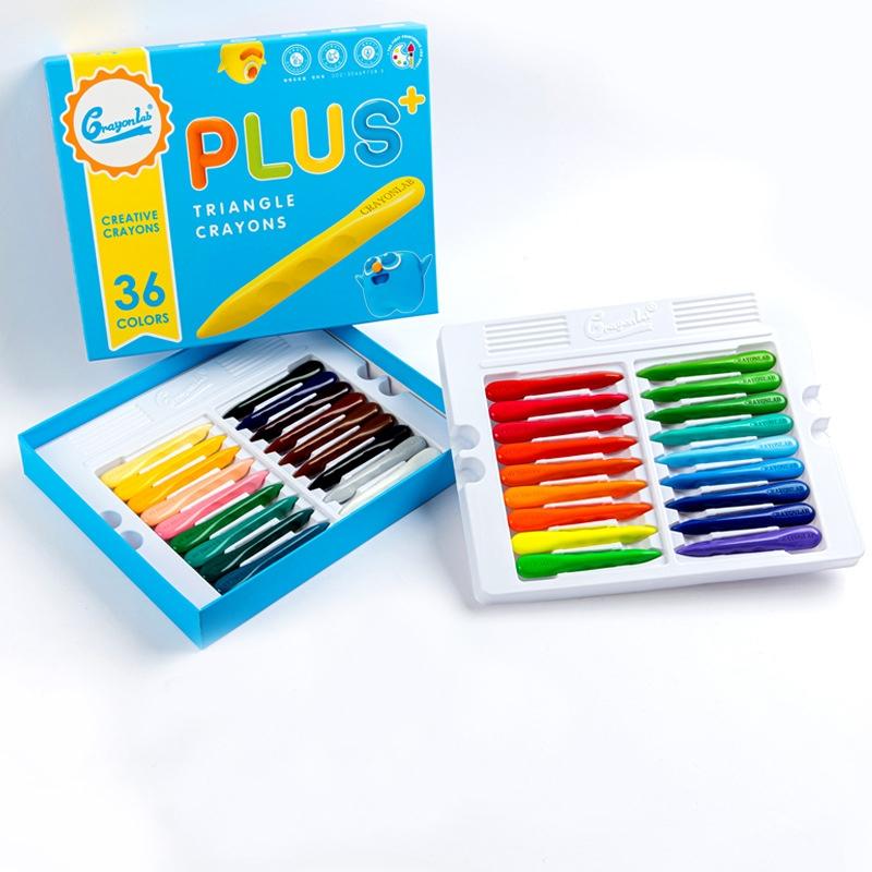 12/24/36 Color Washable Triangle Crayons, Children’s Triangle Hole Crayons, Doodle Crayon Painting Set, Stationery Art Supplies Painting Set, Won’t Get Hands Dirty