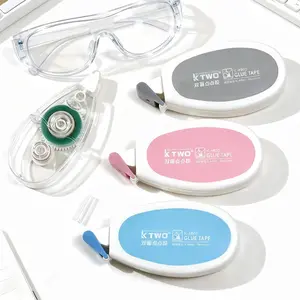 1PCS large capacity replaceable double-sided tape - press type adhesive, bright colors, high viscosity hand tent tape pasting, adhesive packaging acid free durable tape, suitable for collage of art works, office supplies and paper