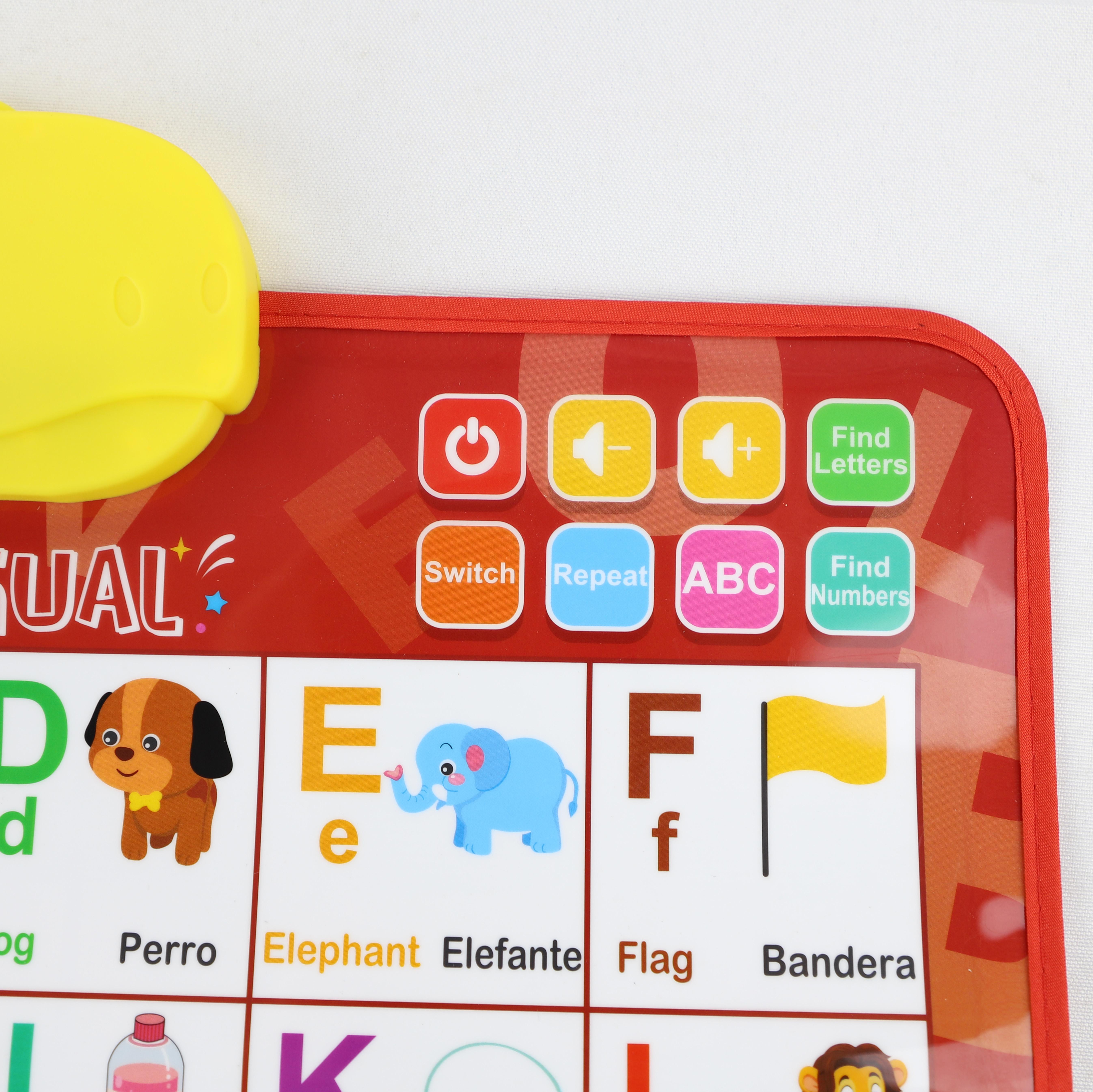 Bilingual Talking Wall Chart for Kids – English & Spanish Learning Poster with Songs, ABCs, Numbers, Animal words & Piano – Interactive Educational Toy for Toddlers 1-6 – No Screen, Battery Powered classroom use Alphabet Preschool
