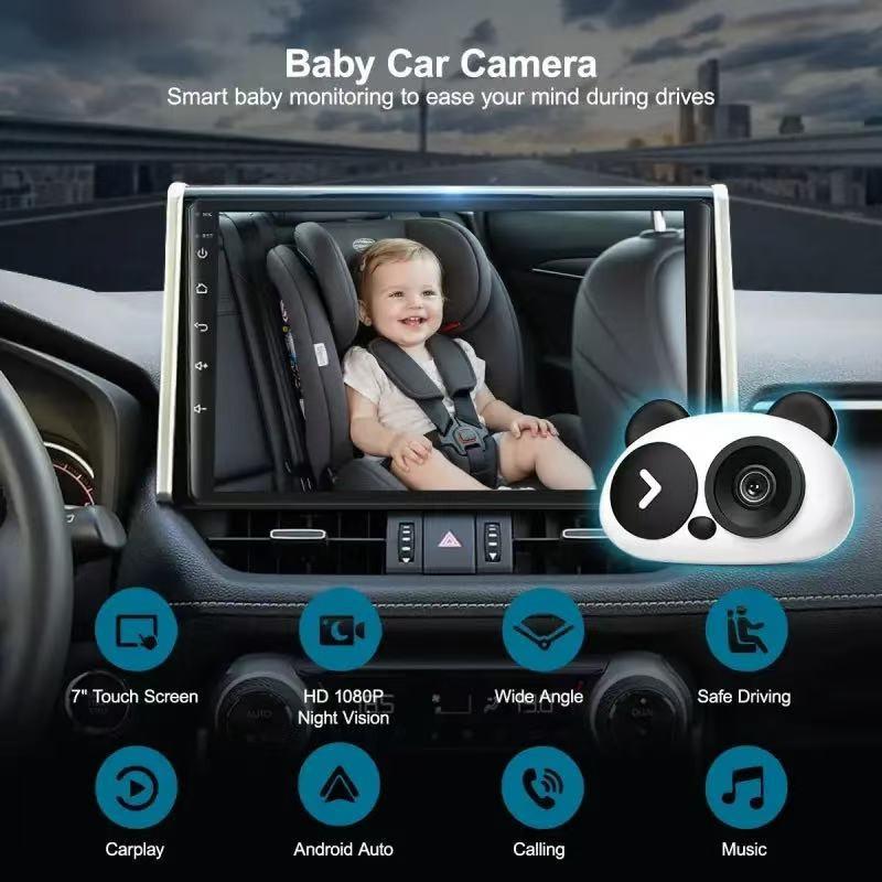 1080P Wireless Baby Car Camera, 150° Wide Angle In-Car Monitor, Compatible with Car Display Screens, Split-Screen Display, Easy Installation, Baby and Pet Monitoring