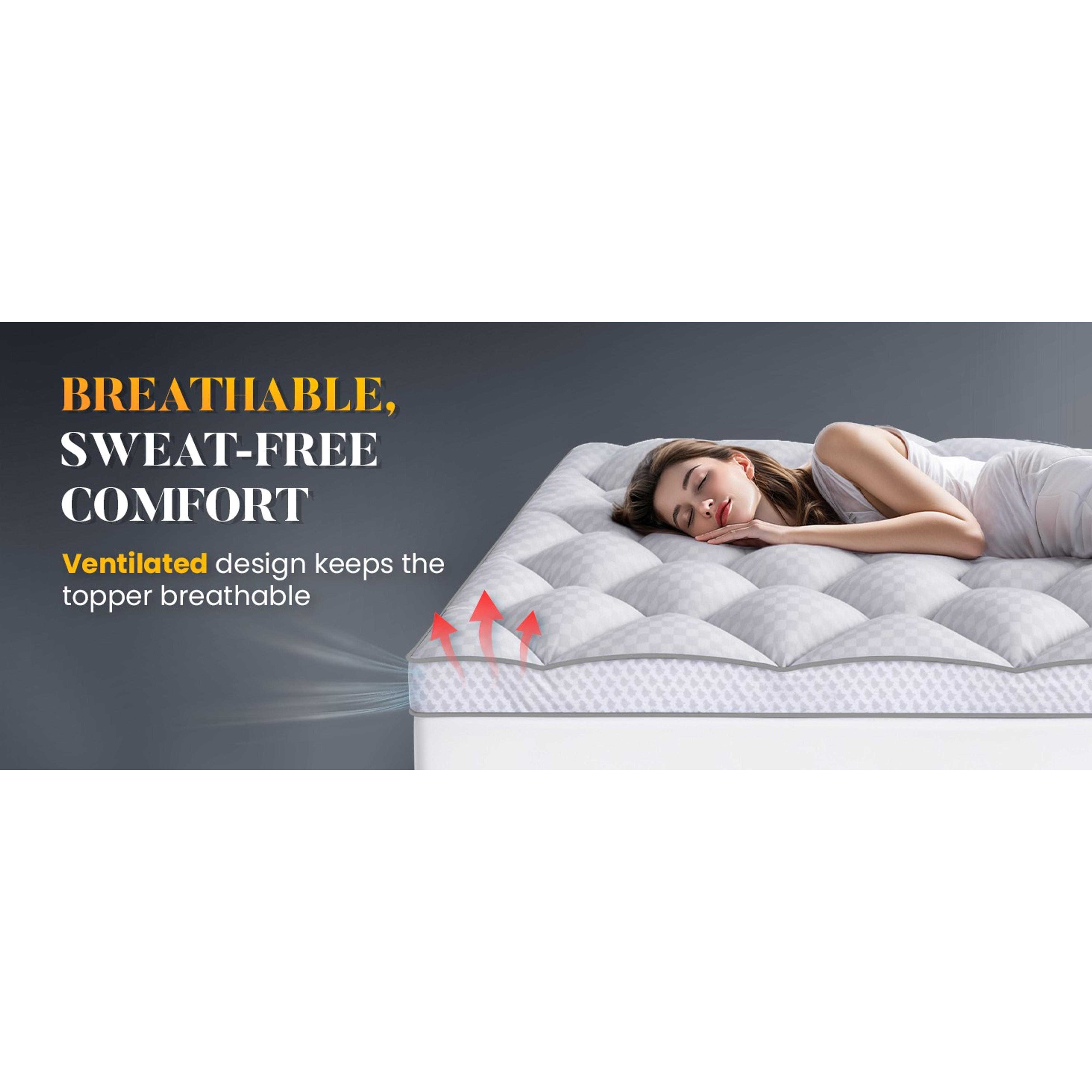 3 Inch Ultra-Fluffy Memory Foam Mattress Topper Queen for Back Pain, Soft Comfy Pillow Top Queen Mattress Topper with 4X Support, Mattress Pad with Breathable Air Mesh Sides, 6-21'' Deep Pocket