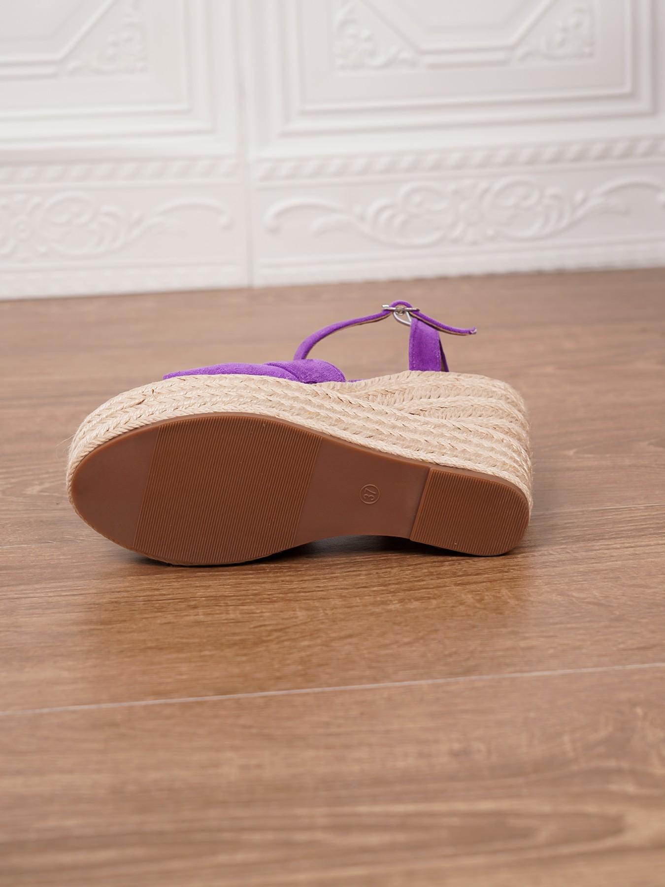 Women's Boho Vacation Fashion Sandals, High Heels, Suede Upper, Rubber Sole, 4.5 Inch Heel, Waterproof Platform, Comfortable Grass Bottom, Sizes 36-43