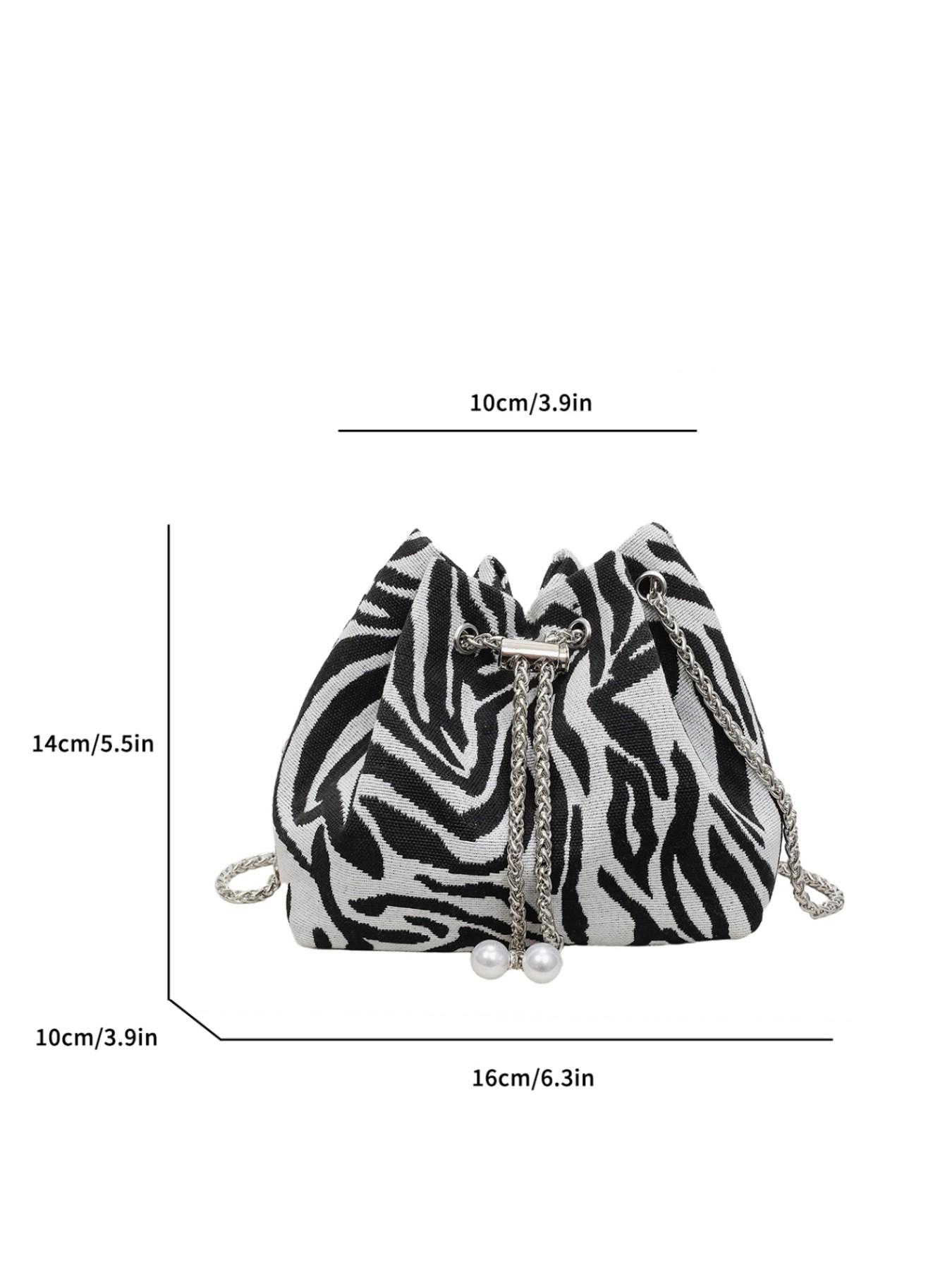 Elegant Floral Print Bucket Bag, Drawstring Design, Fashionable Crossbody Shoulder Bag, High-End Stylish Single Strap Bag