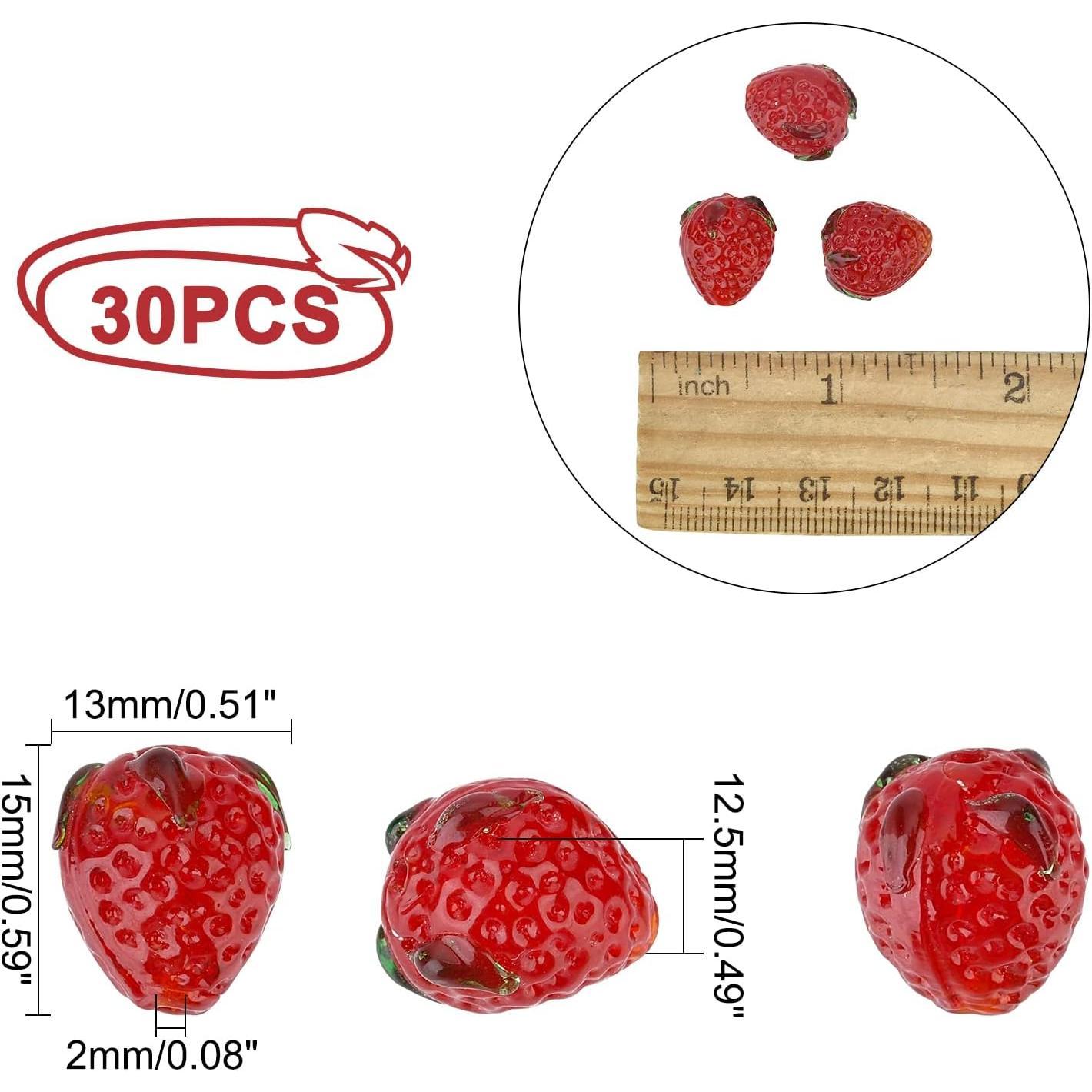 30 count Strawberry Beads, Fruit Beads Lampwork Glass Beads Spacer Loose Beads Red Imitation Strawberry Pendants for Spring Summer Bracelets Necklace Earring Christmas Making 30 count Strawberry Beads, Fruit Beads Lampwork Glass Beads Spacer Loose Beads Red Imitation Strawberry Pendants for Spring Summer Bracelets Necklace Earring Christmas Making