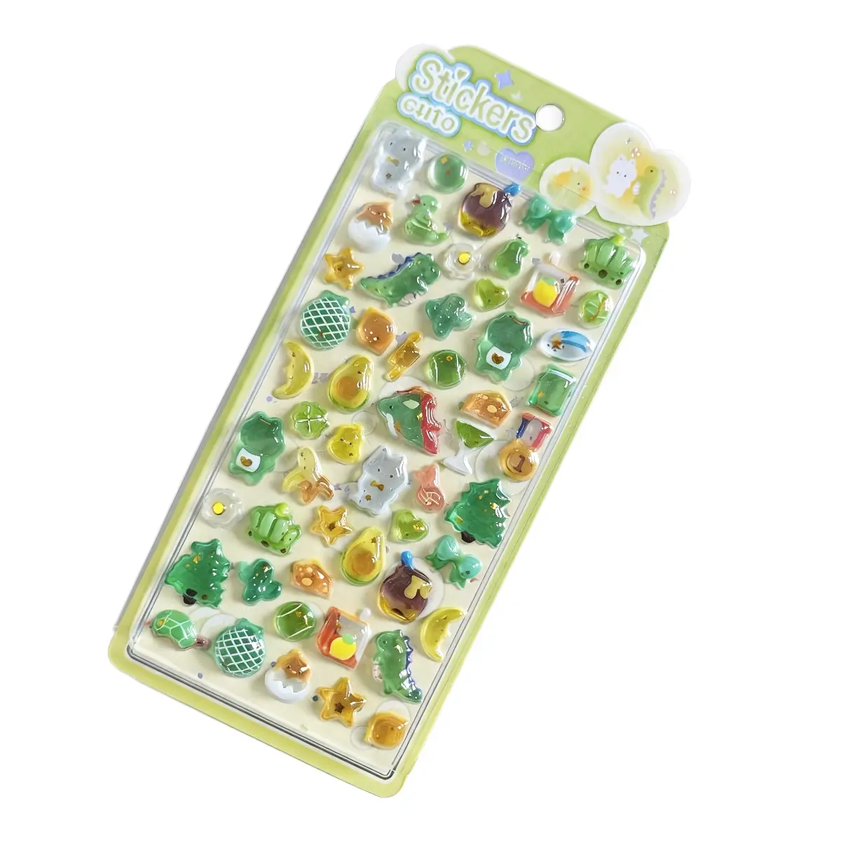 Cartoon 3D Embossed Crystal Sticker, Mixed Color Resin Self-Adhesive Decal, DIY Decoration for Journals, Phone Cases, Notebooks, Semi-Bulk Gifts, Mobile Phone Accessory, Cellphone Accessory