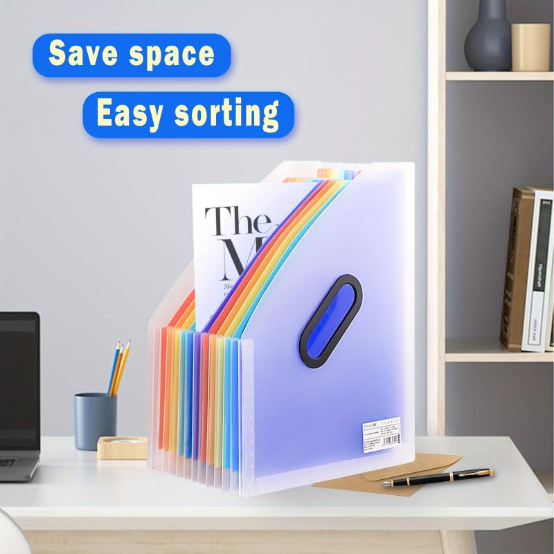 1 piece, 13 layers, A4 large capacity transparent expandable folder, rainbow student storage bag, can be used as a vertical accordion archive album, can hold 2000 sheets of paper, suitable for office, home, school, file storage bag, file receipt