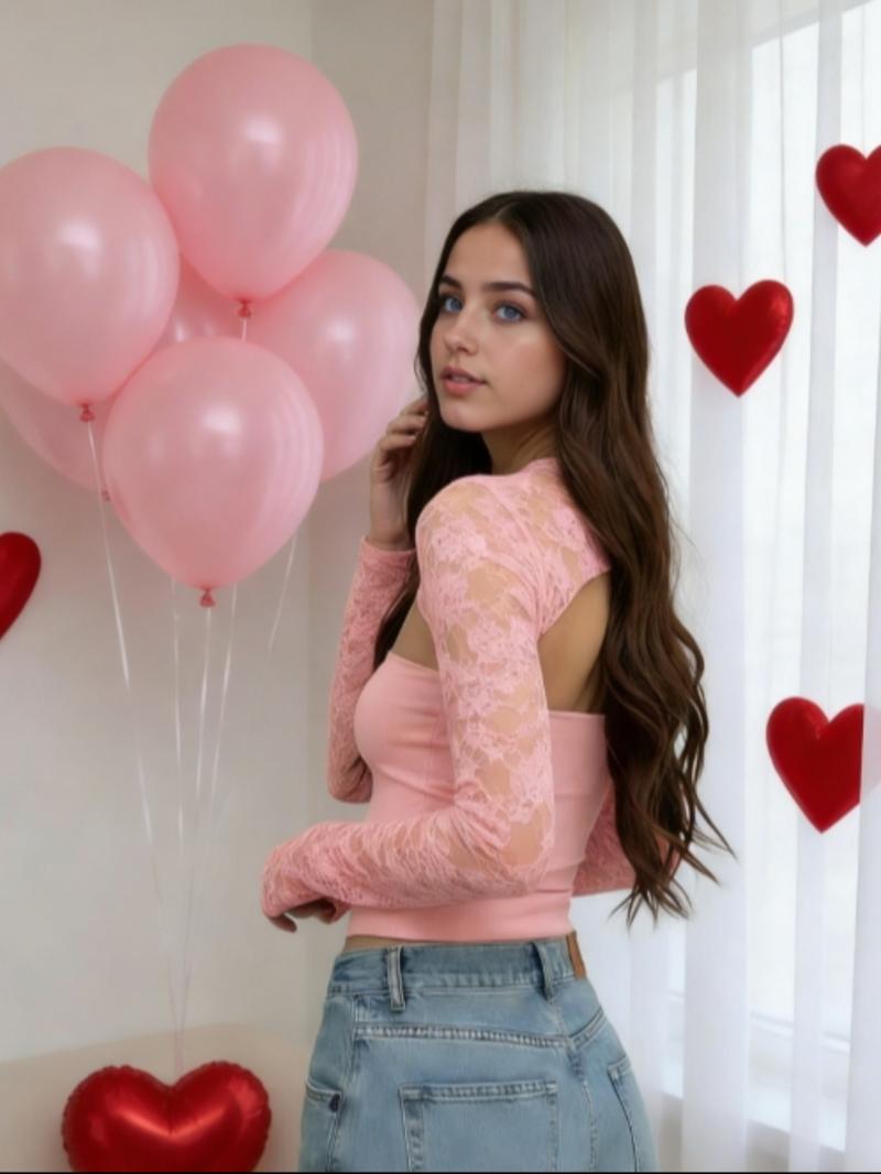 Elegant Lace Hollow Out Flare Sleeve Top, Vintage Slim-Fit Style that Shows an Elegant Look, Perfect for Any Occasion Blouse